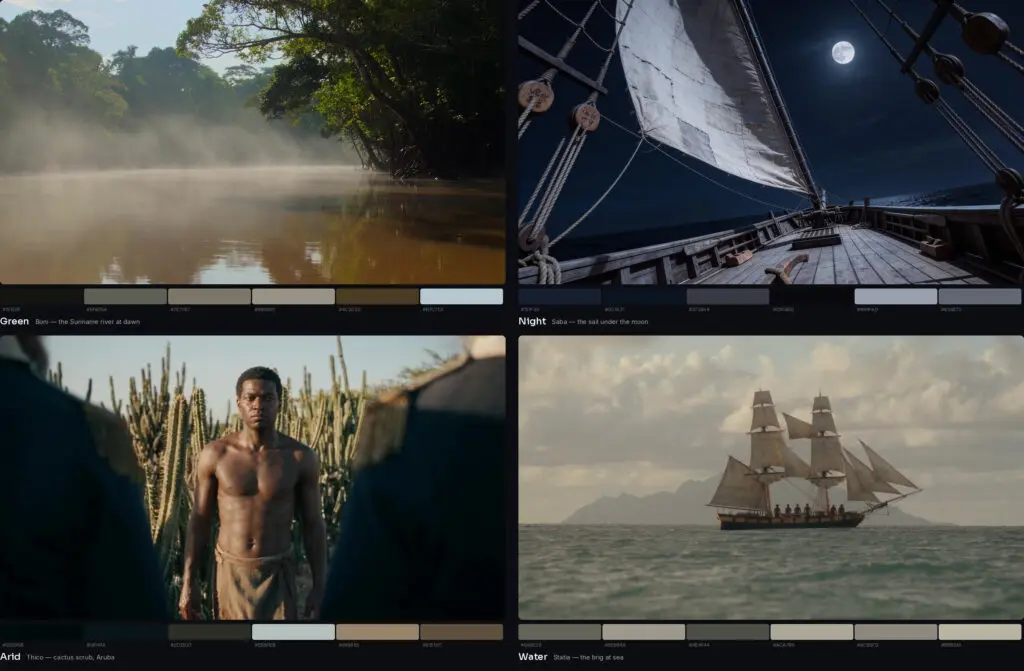 Four colour palettes from the style contract.